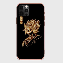 Чехол для iPhone 12 Pro Max Гоку неоновый Dragon Ball, цвет: 3D-светло-розовый