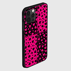 Чехол для iPhone 12 Pro Max Черно-Розовые сердца, цвет: 3D-черный — фото 2