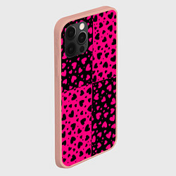 Чехол для iPhone 12 Pro Max Черно-Розовые сердца, цвет: 3D-светло-розовый — фото 2
