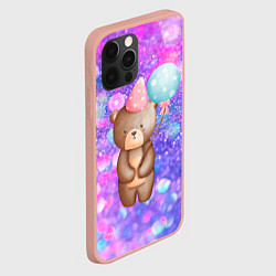 Чехол для iPhone 12 Pro Max День Рождения - Медвежонок с шариками, цвет: 3D-светло-розовый — фото 2