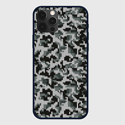 Чехол для iPhone 12 Pro Max Серый Вязаный Камуфляж, цвет: 3D-черный