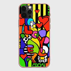 Чехол для iPhone 12 Pro Max Romero Britto - love you, цвет: 3D-светло-розовый