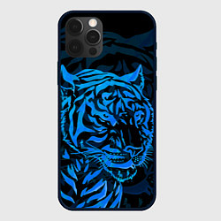 Чехол для iPhone 12 Pro Max Голубой тигр Blue, цвет: 3D-черный