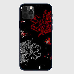 Чехол iPhone 12 Pro Max Китайский дракон Красно - Белый