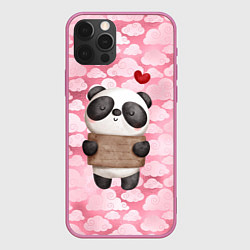 Чехол для iPhone 12 Pro Max Панда с сердечком love, цвет: 3D-малиновый