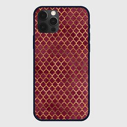 Чехол iPhone 12 Pro Max Gold & Red pattern