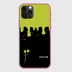 Чехол для iPhone 12 Pro Max Smiley Смайл Брызги, цвет: 3D-малиновый