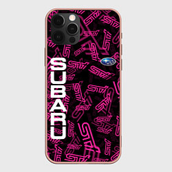 Чехол для iPhone 12 Pro Max SUBARU STI PATTERN, цвет: 3D-светло-розовый