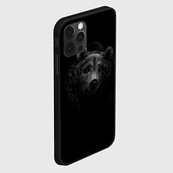 Чехол для iPhone 12 Pro Max Голова хищного медведя, цвет: 3D-черный — фото 2