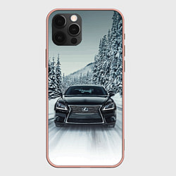 Чехол для iPhone 12 Pro Max Лексус - зимняя дорога!, цвет: 3D-светло-розовый