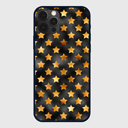 Чехол iPhone 12 Pro Max Золотые звезды на черном
