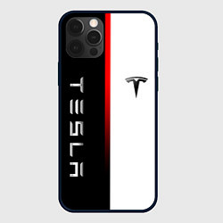 Чехол iPhone 12 Pro Max ТЕСЛА -TESLA КРАСНАЯ ЛИНИЯ МИНИМАЛИЗМ