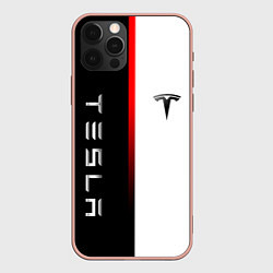 Чехол iPhone 12 Pro Max ТЕСЛА -TESLA КРАСНАЯ ЛИНИЯ МИНИМАЛИЗМ