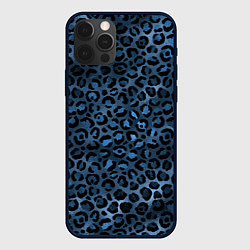 Чехол для iPhone 12 Pro Max Синяя леопардовая шкура, цвет: 3D-черный