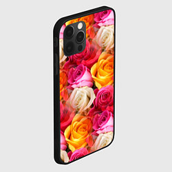 Чехол для iPhone 12 Pro Max Красные, желтые и белые розы, цвет: 3D-черный — фото 2