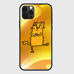 Чехол для iPhone 12 Pro Max Строгий кот занимается йогой, цвет: 3D-черный