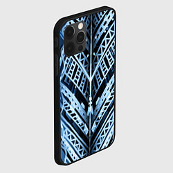 Чехол для iPhone 12 Pro Max Неоновый узор Абстракция Голубой и синий цвет на ч, цвет: 3D-черный — фото 2