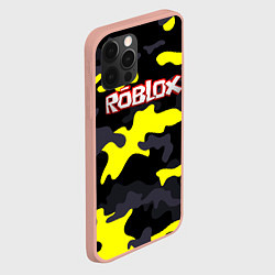 Чехол для iPhone 12 Pro Max Roblox Камуфляж Чёрно-Жёлтый, цвет: 3D-светло-розовый — фото 2