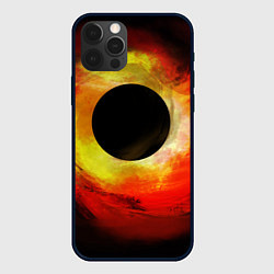 Чехол для iPhone 12 Pro Max Черная дыра на красно-желтом фоне, цвет: 3D-черный