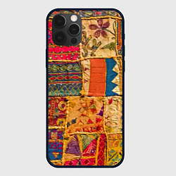 Чехол для iPhone 12 Pro Max Пэчворк Лоскутное одеяло Patchwork Quilt, цвет: 3D-черный