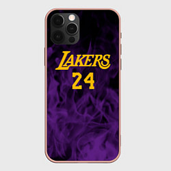 Чехол iPhone 12 Pro Max Lakers 24 фиолетовое пламя