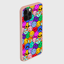 Чехол для iPhone 12 Pro Max Sticker bombing смайлы маленькие, цвет: 3D-светло-розовый — фото 2