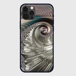 Чехол iPhone 12 Pro Max Fractal pattern Spiral Серебристый фрактал спираль