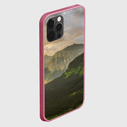 Чехол для iPhone 12 Pro Max Горы, лес, небо, цвет: 3D-малиновый — фото 2