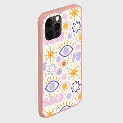 Чехол для iPhone 12 Pro Max ХИППИ ПАТТЕРН В СТИЛЕ 70х, цвет: 3D-светло-розовый — фото 2