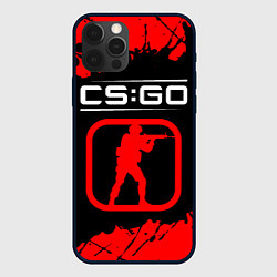 Чехол для iPhone 12 Pro Max CS:GO лого с линиями и спецназом, цвет: 3D-черный