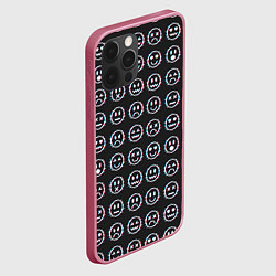 Чехол для iPhone 12 Pro Max Глитч смайлы, цвет: 3D-малиновый — фото 2