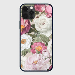 Чехол для iPhone 12 Pro Max Цветы Розовый Сад Пион и Роз, цвет: 3D-черный