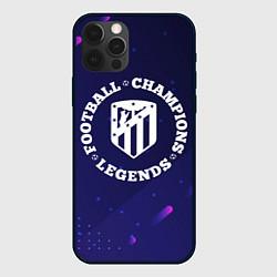 Чехол для iPhone 12 Pro Max Символ Atletico Madrid и круглая надпись Football, цвет: 3D-черный