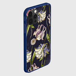 Чехол для iPhone 12 Pro Max Цветы Аквилегии, цвет: 3D-тёмно-синий — фото 2