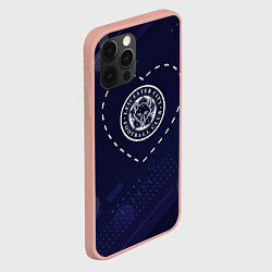 Чехол для iPhone 12 Pro Max Лого Leicester City в сердечке на фоне мячей, цвет: 3D-светло-розовый — фото 2