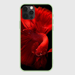 Чехол для iPhone 12 Pro Max Бойцовская-рыбка, цвет: 3D-салатовый