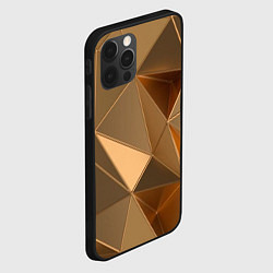 Чехол для iPhone 12 Pro Max Золотые 3D треугольники, цвет: 3D-черный — фото 2