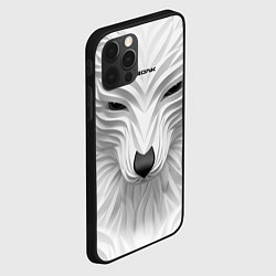Чехол для iPhone 12 Pro Max Волк белый - с надписью, цвет: 3D-черный — фото 2
