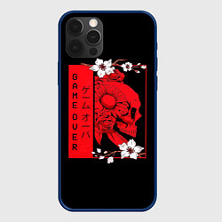 Чехол для iPhone 12 Pro Max Игра Окончена Красный Череп, цвет: 3D-тёмно-синий