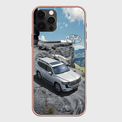 Чехол для iPhone 12 Pro Max Toyota Land Cruiser 300 Горная дорога, цвет: 3D-светло-розовый