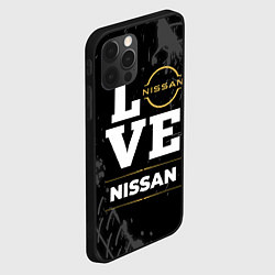 Чехол для iPhone 12 Pro Max Nissan Love Classic со следами шин на фоне, цвет: 3D-черный — фото 2