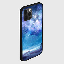 Чехол для iPhone 12 Pro Max Девочка и космический кит в звёздном небе, цвет: 3D-черный — фото 2