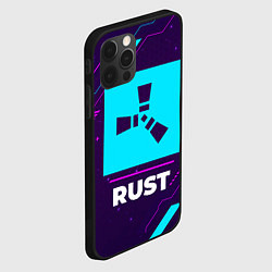 Чехол для iPhone 12 Pro Max Символ Rust в неоновых цветах на темном фоне, цвет: 3D-черный — фото 2