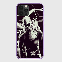 Чехол iPhone 12 Pro Max Ванпанчмен - на черно-белом фоне