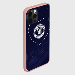 Чехол для iPhone 12 Pro Max Лого Manchester United в сердечке на фоне мячей, цвет: 3D-светло-розовый — фото 2