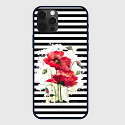 Чехол для iPhone 12 Pro Max Red poppies Акварельные цветы, цвет: 3D-черный