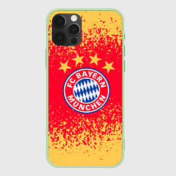 Чехол для iPhone 12 Pro Max Bayern munchen красно желтый фон, цвет: 3D-салатовый