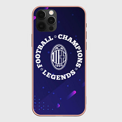 Чехол для iPhone 12 Pro Max Символ AC Milan и круглая надпись Football Legends, цвет: 3D-светло-розовый