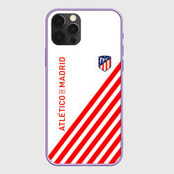 Чехол для iPhone 12 Pro Max Atletico madrid красные полосы, цвет: 3D-сиреневый