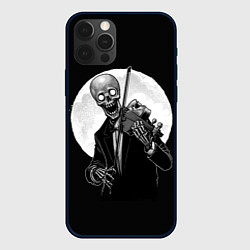 Чехол iPhone 12 Pro Max Скелет скрипач под полной луной